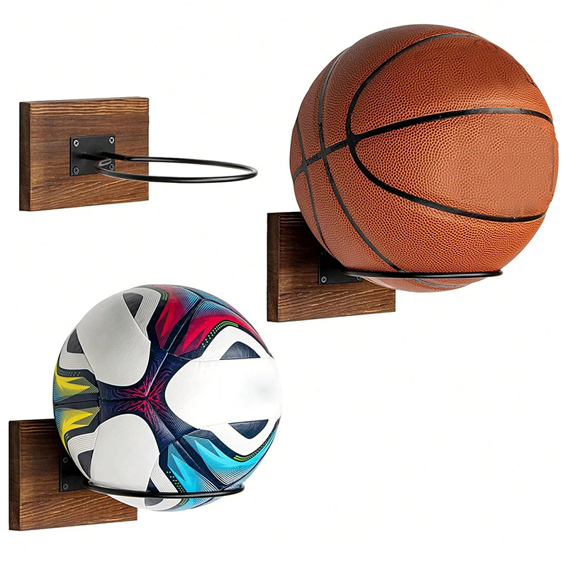Home Gym Tools - Basketball Soccer Wall Mount Holder Wood
