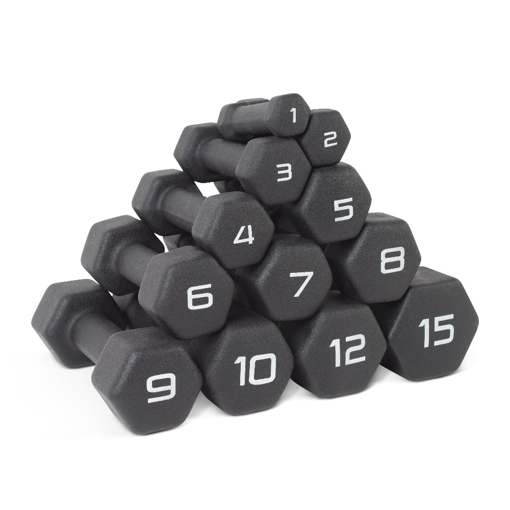 Home Gym Dumbbells - 1lb Black Neoprene Dumbbell Pair Adjustable
