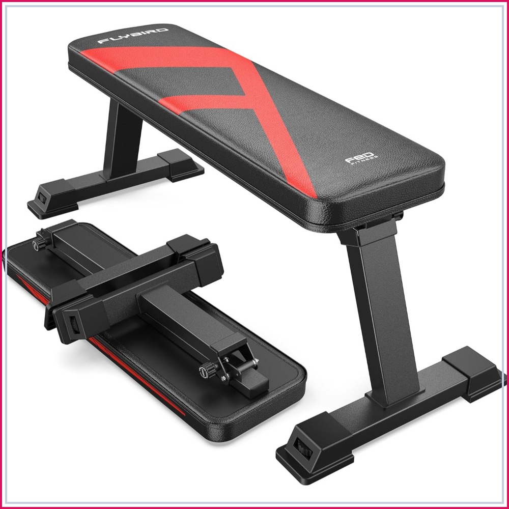 Home Gym Setup - Foldable Flat Weight Bench, 600/1000 lbs