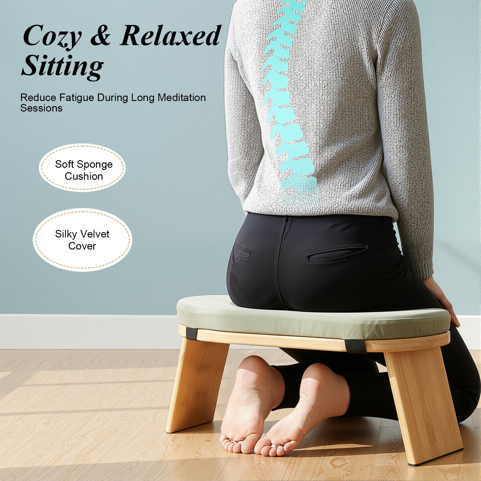 Home Gym Minimalist - Foldable Meditation Bench, Portable Ergonomic Kneeling