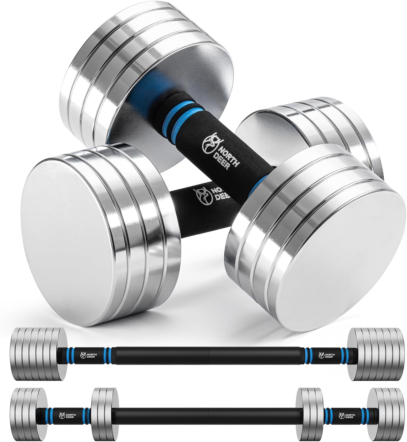 Home Gym Training - Upgraded Adjustable Steel Dumbbells 40LB /
