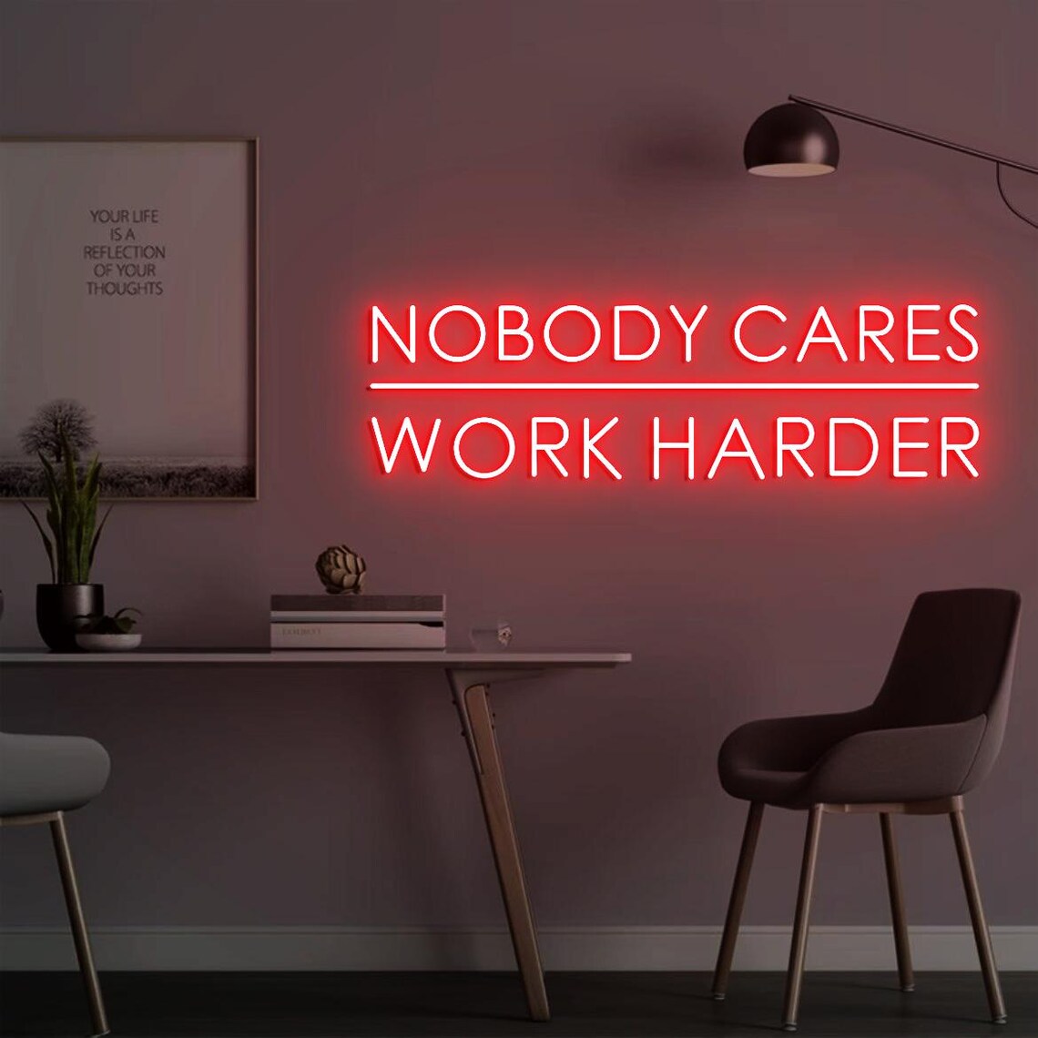 Nobody Cares Work Harder Neon  - Home Gym Design Ideas avis et prix