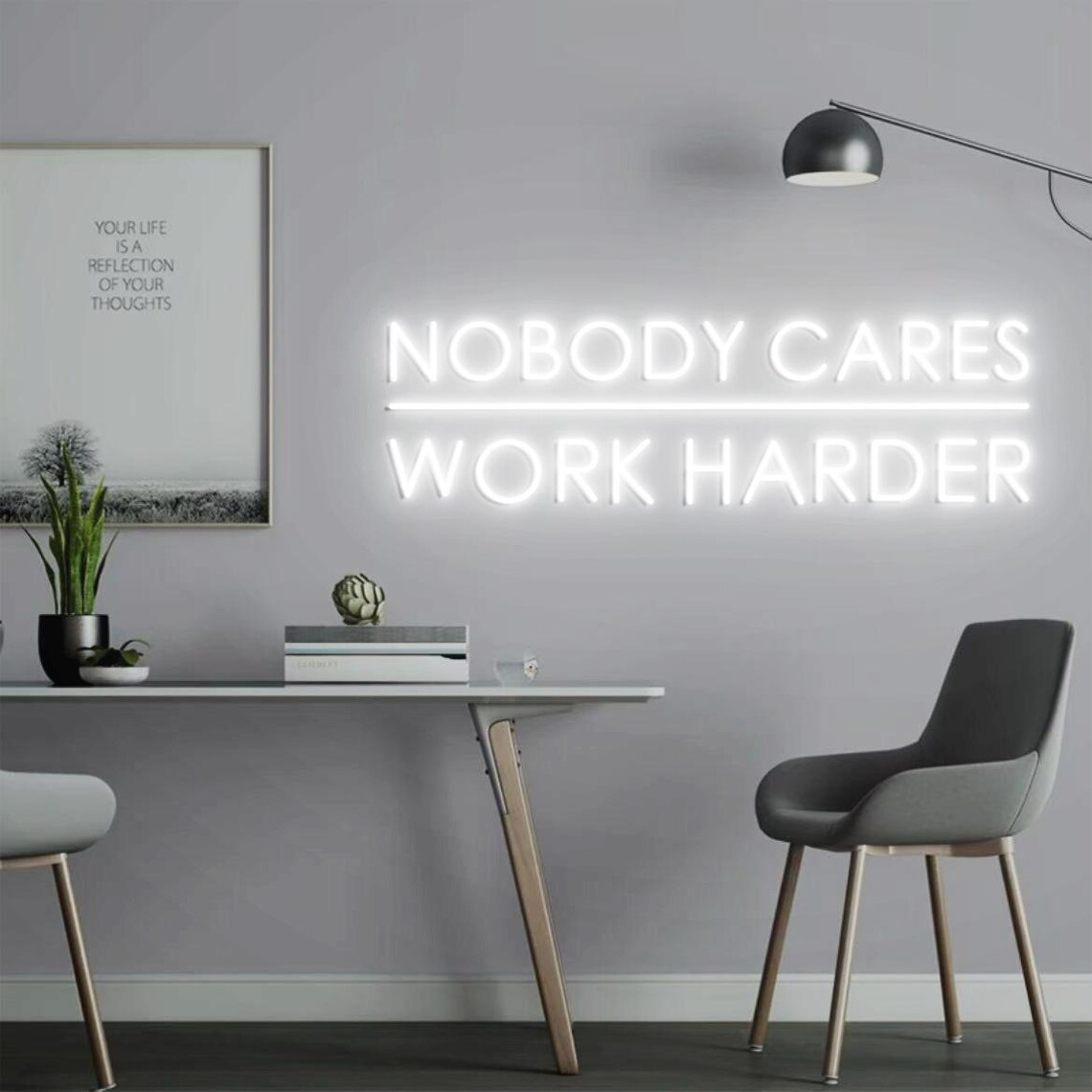 Nobody Cares Work Harder Neon  - Home Gym Design Ideas avis et prix
