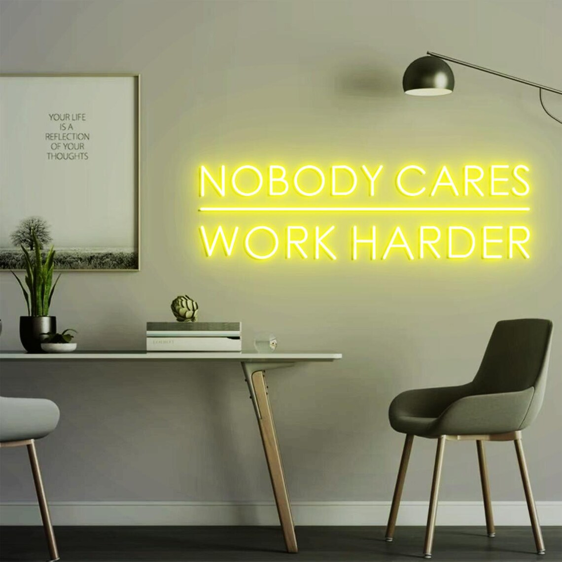 Nobody Cares Work Harder Neon  - Home Gym Design Ideas avis et prix